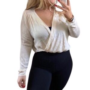 NWT STRUT & BOLT Cream Polka Dot Long Sleeve Bodysuit